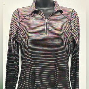 Kirkland Signature Pink Gray Fitted Polo Long Sleeve Tee